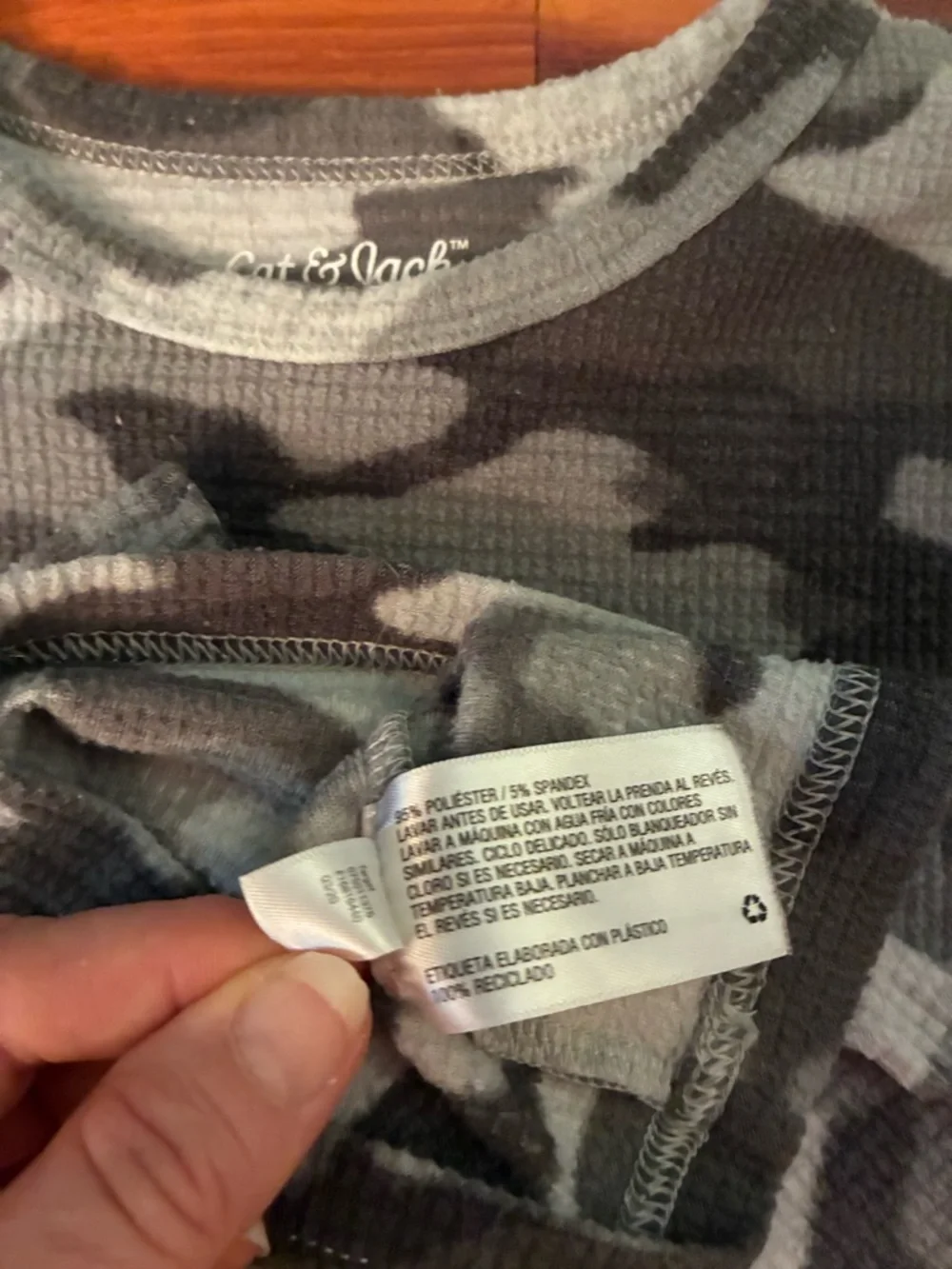 Cat & Jack Black and Gray Camo Thermal Pajama Set
